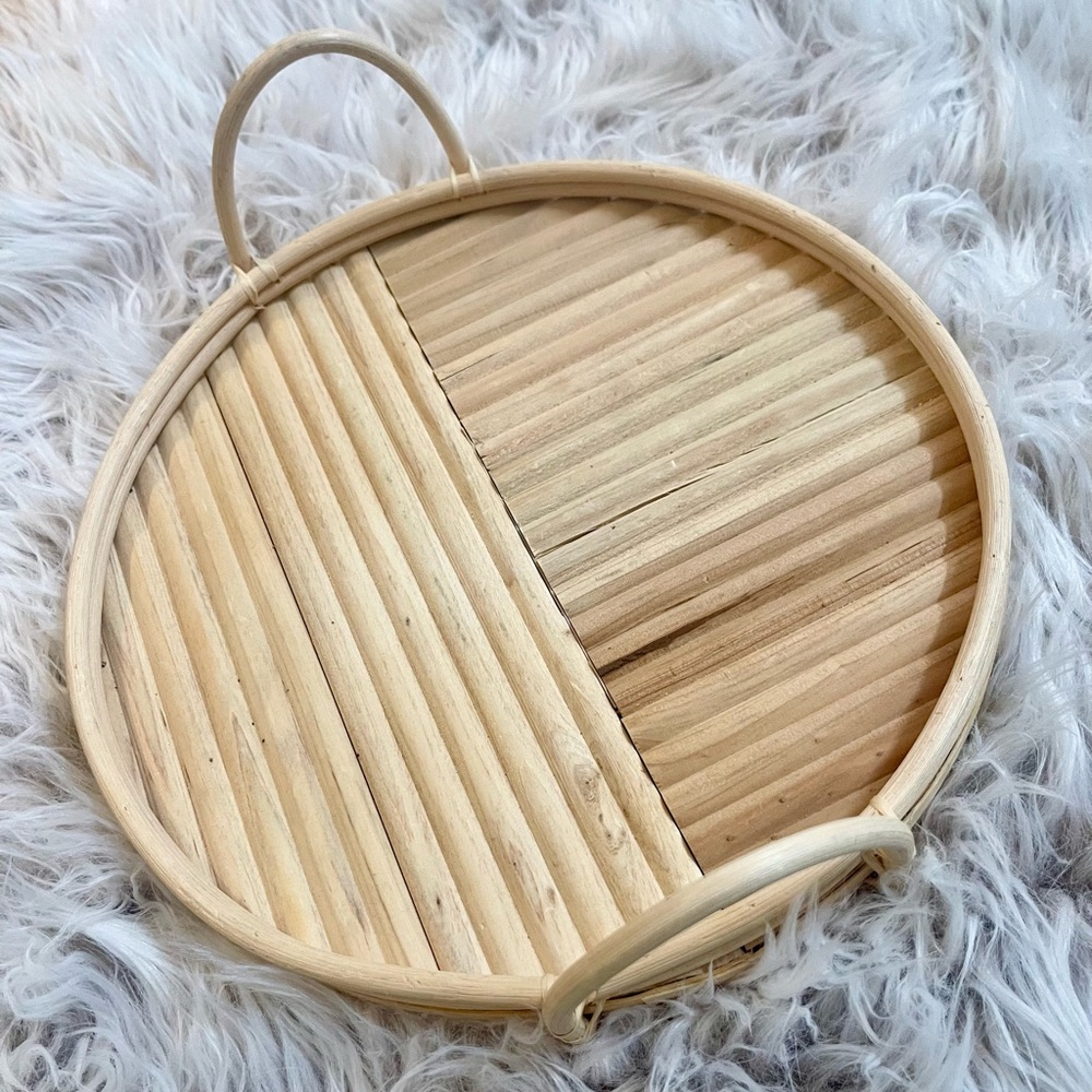 Round Bamboo Rattan Tray